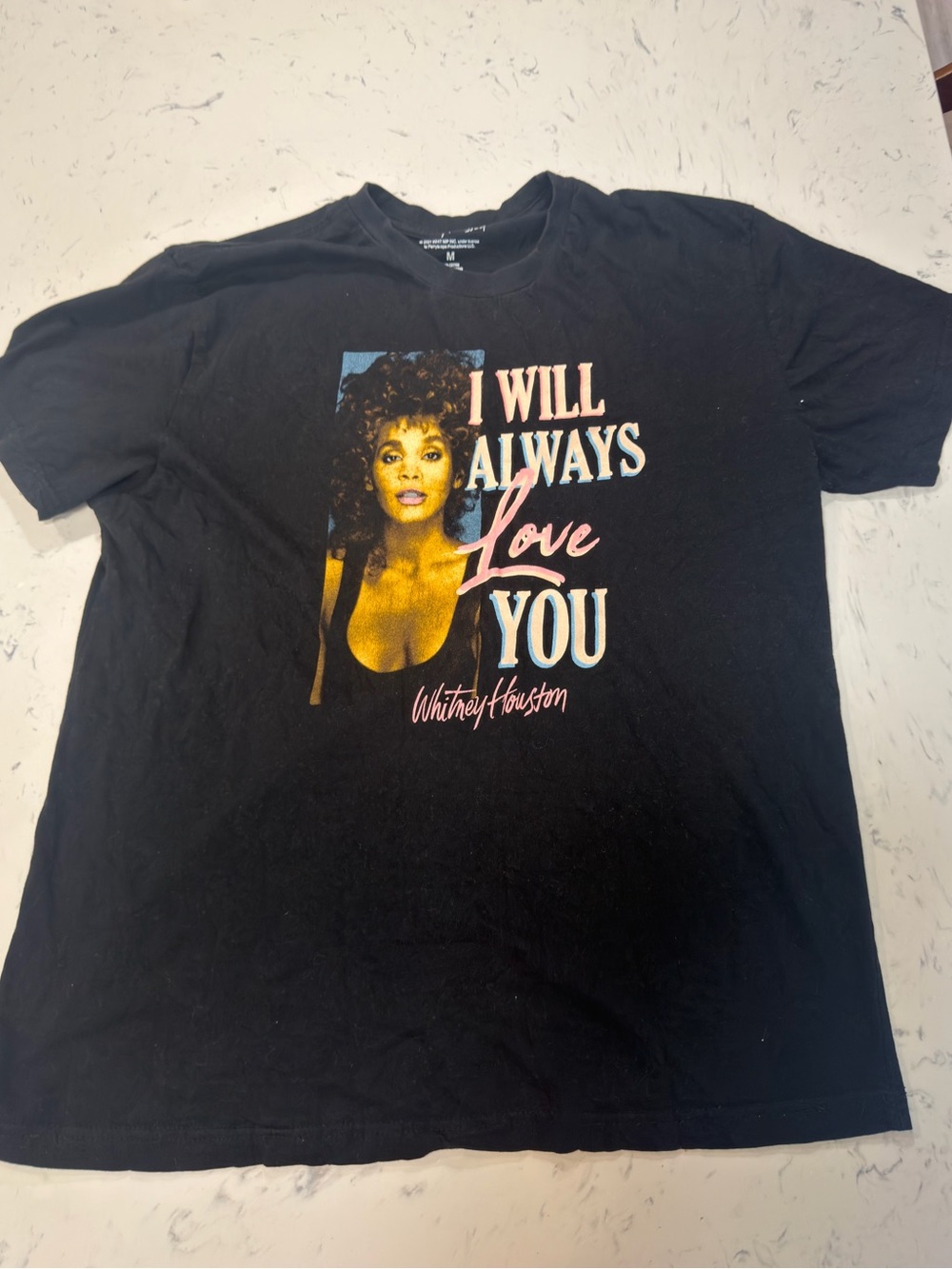 Whitney Houston I Will Always Love You Black T Shirt Size medium